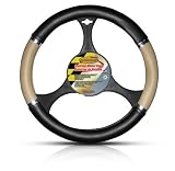STEERING WHEEL COVER - BEIGE AND BLACK CHROME TRIM
