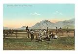 Branding Calves near El Paso, Texas Places Art Poster Print, 18x13