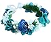 Rose Flower Crown Boho Flower Headband Hair Wreath Floral Headpiece Halo with Ribbon Wedding Party Festival Photos Blue by Vivivalue
