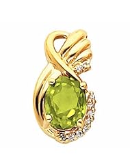 18K Yellow Gold Oval Cut Peridot Pendant -- LIFETIME WARRANTY