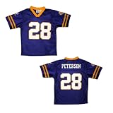 Youth / Boys NFL Minnesota Vikings Peterson #28 Athletic Comfortable Fit Short Sleeve Jersey Shirt - Purple (Size: L/10-12 )