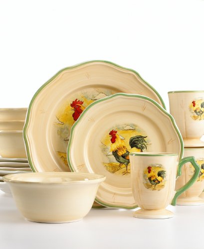 16PC DINNERWARE SET ROYAL ROOSTER DECOR