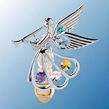 Chrome Angel with Trumpet Night Light - Multicolored Swarovski Crystal