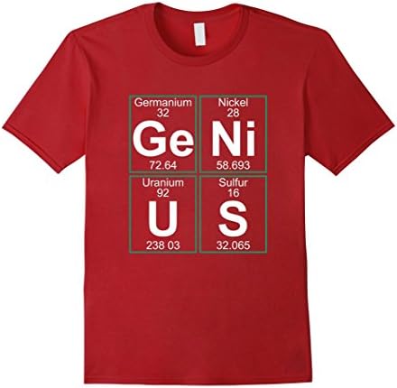 Men's  Ge-Ni-U-S Genius transparent funny chemistry tshirt Large Cranberry