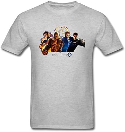 Yosni Custom Fantastic Four Marvel Comics Long T-shirts for Men Grey XXXL