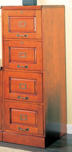 Cherry Finish 4-Drawer Legal & Letter Size Vertical File Cabinet with Lock
