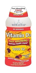 Wellesse Vitamin D3 Liquid 1000 IU, Natural Berry Flavor, 16 ounce Bottle (Pack of 3)