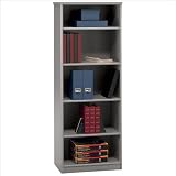 Bush Furniture White Spectrum and Pewter Advantage Series A 5 Shelf Bookcase