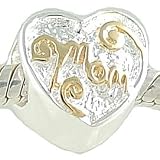 Sterling Silver 14K Gold MOM HEART BEAD fits PANDORA BIAGI CHAMILIA fits PANDORA Charm Bracelet GIFT BOXED