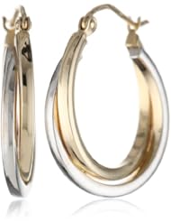 14k Two Tone Gold 3.8mm Twisted Hoop Earrings