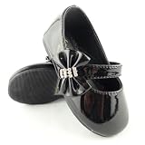 Toddler Girls Mary Jane Ballet Flats w/ Rhinestone Bow Black , 4-8