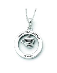Silver Antiqued Serve One Another 18in Necklace. Metal Weight- 7.8g.