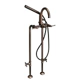 37-1/2 Freestanding Tub Faucet & Supplies w/ Shutoff Valves - Lever Handles - Oil Rubbed Bronze