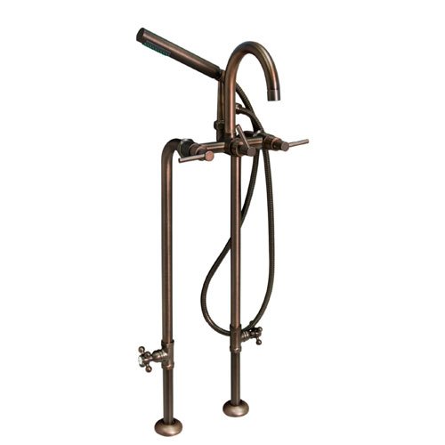 37-1/2 Freestanding Tub Faucet & Supplies w/ Shutoff Valves - Lever Handles - Oil Rubbed Bronze