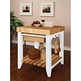 Powell Color Story Pure White Butcher Block Kitchen Island