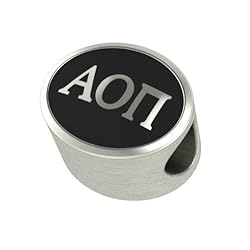 Alpha Omicron Pi Black Antique Oval Sorority Bead Charm Fits Most Pandora Style Bracelets. High Quality Bead in Stock for Fast Shipping