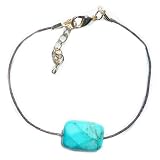 17 cm Bracelet made of a faceted turquoise gemstone on a braided brown cord.