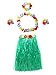 CISMARK Women's Hawaiian Grass Hula Skirt Wears Set (Green 80cm, 5pcs/Set)