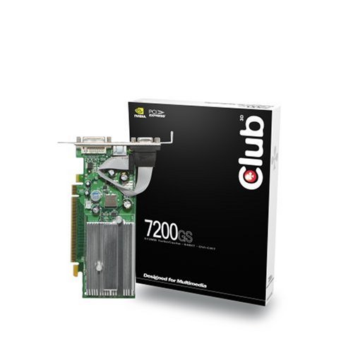 : Club 3D GeForce 7200GS - Graphics adapter - GF 7200 GS TurboCache supporting 512MB - PCI Express x16 low profile - 256 MB GDDR2 - Digital Visual Interface (DVI) - HDTV out
