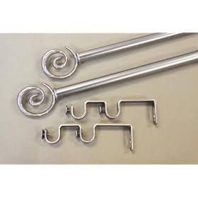 A NEW Double Curtain Rod 66-120 Inch Satin Nickel#27