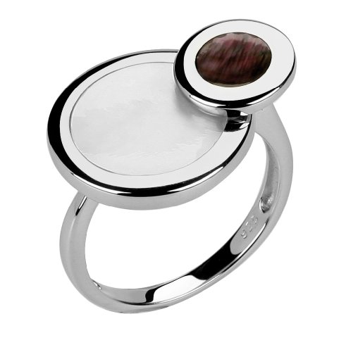 Cobra Elsa Sterling Silver Women’s Ring with White / Black Mother-of-pearl – Size L – JR637AG52