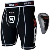 RDX Compression Flex Shorts & Gel Groin Cup Guard MMA-Black