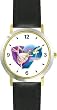Two Ballerinas - Ballet Dancers Montage WATCHBUDDY&reg; DELUXE TWO-TONE THEME WATCH - Arabic Numbers - Black Leather Strap-Size-Large ( Men's Size or Jumbo Women's Size )