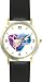 Two Ballerinas - Ballet Dancers Montage WATCHBUDDY&reg; DELUXE TWO-TONE THEME WATCH - Arabic Numbers - Black Leather Strap-Size-Large ( Men's Size or Jumbo Women's Size )