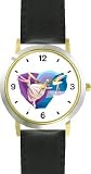 Two Ballerinas - Ballet Dancers Montage WATCHBUDDY&reg; DELUXE TWO-TONE THEME WATCH - Arabic Numbers - Black Leather Strap-Size-Large ( Men's Size or Jumbo Women's Size )