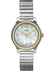 Timex Womens T2N842 Elevated Classics Dress Mother of Pearl Dial Two-Tone Expansion Band Watch