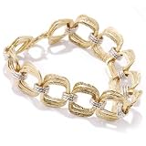 18K White / Yellow Gold 8.25 Textured & Twist Link Bracelet
