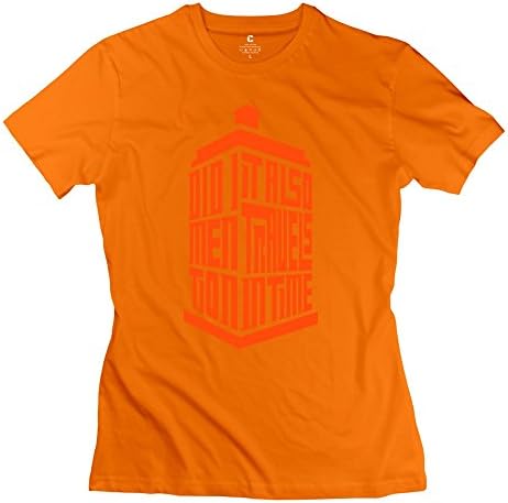 Women's T-Shirts Particular Tardis Doctor Who Texts Orange Size M
