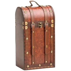 True Fabrications Treasure Chest Wood Wine Box 2 Bottle Wine Holder by