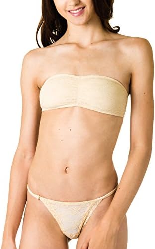 Bella Intimates Juniors Lace Bandeau with Matching Thong (Medium/Medium, Nude)