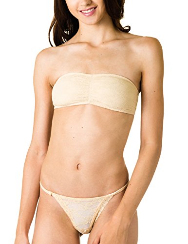 Bella Intimates Juniors Lace Bandeau with Matching Thong (Medium/Medium, Nude)
