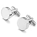 Men's Rhodium Plated Cufflinks Silver Round Shirt Wedding (with Gift Bag)