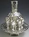 Jerusalem Motifs Silver Plated 8 Cup Kiddush Wine Fountain