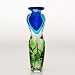 Hand Blown Blue & Green Sommerso Art Glass Vase 12.5" tall