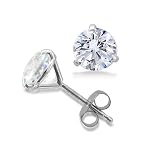 10k White Gold Natural White Quartz Round Cut Stud Earrings Studs -1.60 cttw