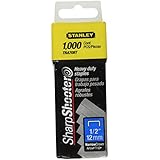 Stanley TRA708T Sharpshooter 1/2-Inch Leg Length Staples, Steel (1000 Count)