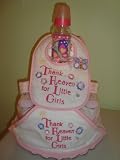 Thank Heaven for Little Girls Flowers and Butterflies 3 Layer Diaper Cake (Decorated All Around) - Comes Decoratively Wrapped Making it a Great Gift or Shower Centerpiece - Other Gift Options Also Available