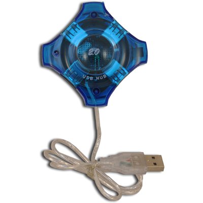 BLUE HI SPEED 4 PORT USB 2.0 FOR MAC LAPTOP/PC MINI HUB