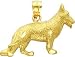 14K Gold Diamond-Cut German Shepherd Pendant Charm