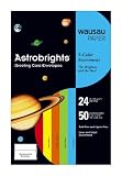 Wausau Astrobrights Premium Assorted Colored Greeting Card Envelopes #20277, 50 Count A9 8.75in x 5.75in Lunar Blue,Terra Green, Cosmic Orange, Solar Yellow, Rocket Red.