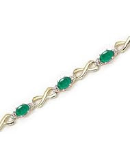 10kt Yellow Gold Oval Emerald and Diamond Bracelet