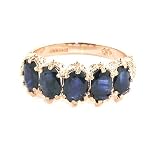 14K Rose Gold Ladies Sapphire 5 Stone English Victorian Style Ring - Finger Sizes 5 to 12 Available