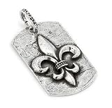 Hammer Finish Fleur-de-lis Dog Tag