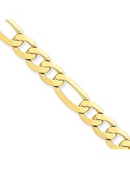 7.5mm, 14 Karat Yellow Gold, Flat Figaro Chain - 24 inch