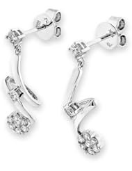 (X1000Diamond) 18K/750 White Gold Falling Star Cluster Diamond Dangling Earring (0.56cttw, G-H Color, VS2-SI1 Clarity)