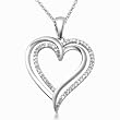 Sterling Silver Diamond Heart Pendant (1/10 cttw, I-J Color, I3 Clarity), 18"